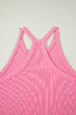 Sachet Pink Slim Tank Top Elastic High Waist Shorts 2pcs Outfit