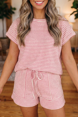 Pink Stripe Short Sets