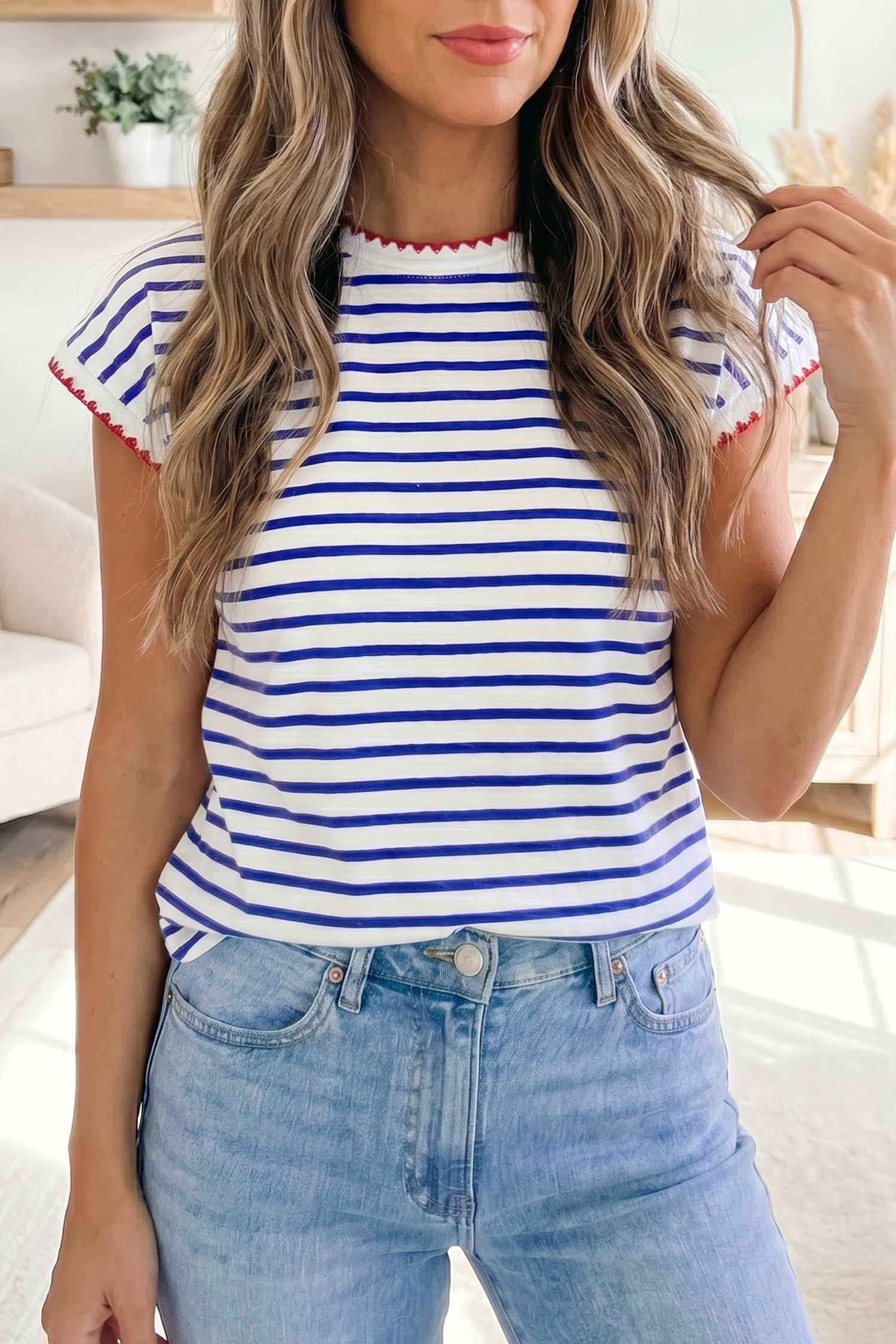 Blue Stripe Tops & Tees