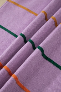 Purple Stripe Round Neck Knitted Sweater Tank