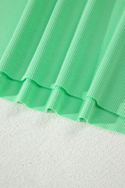 Green Slim Tank Top Elastic High Waist Shorts 2pcs Outfit