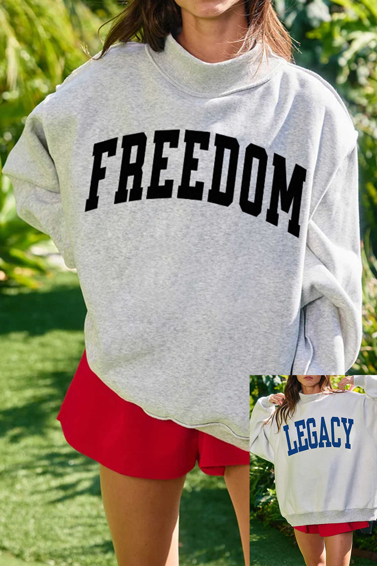 Light Grey Graphic Sweatshirts