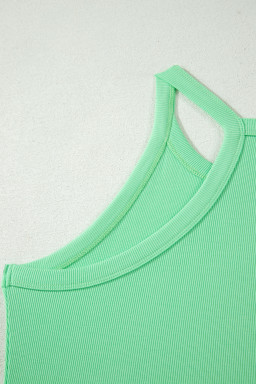 Green Slim Tank Top Elastic High Waist Shorts 2pcs Outfit