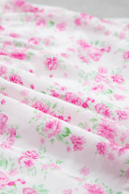 Pink Floral Print Square Neck Ribbon Knot Back Cute Mini Dress