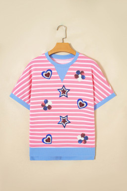 Pink Stripe Graphic Tees