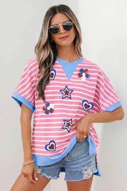 Pink Stripe Graphic Tees