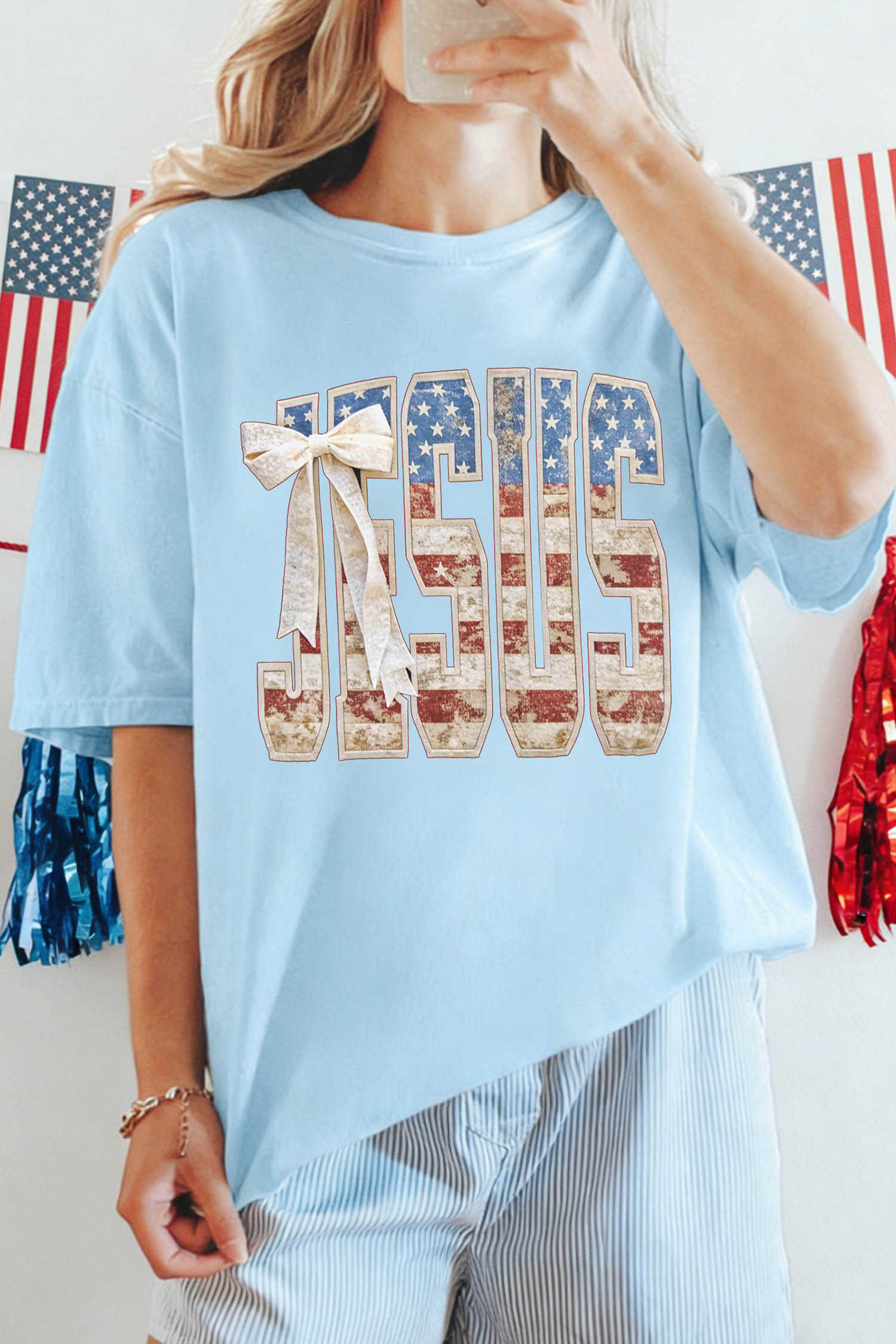 Light Blue Graphic Tees