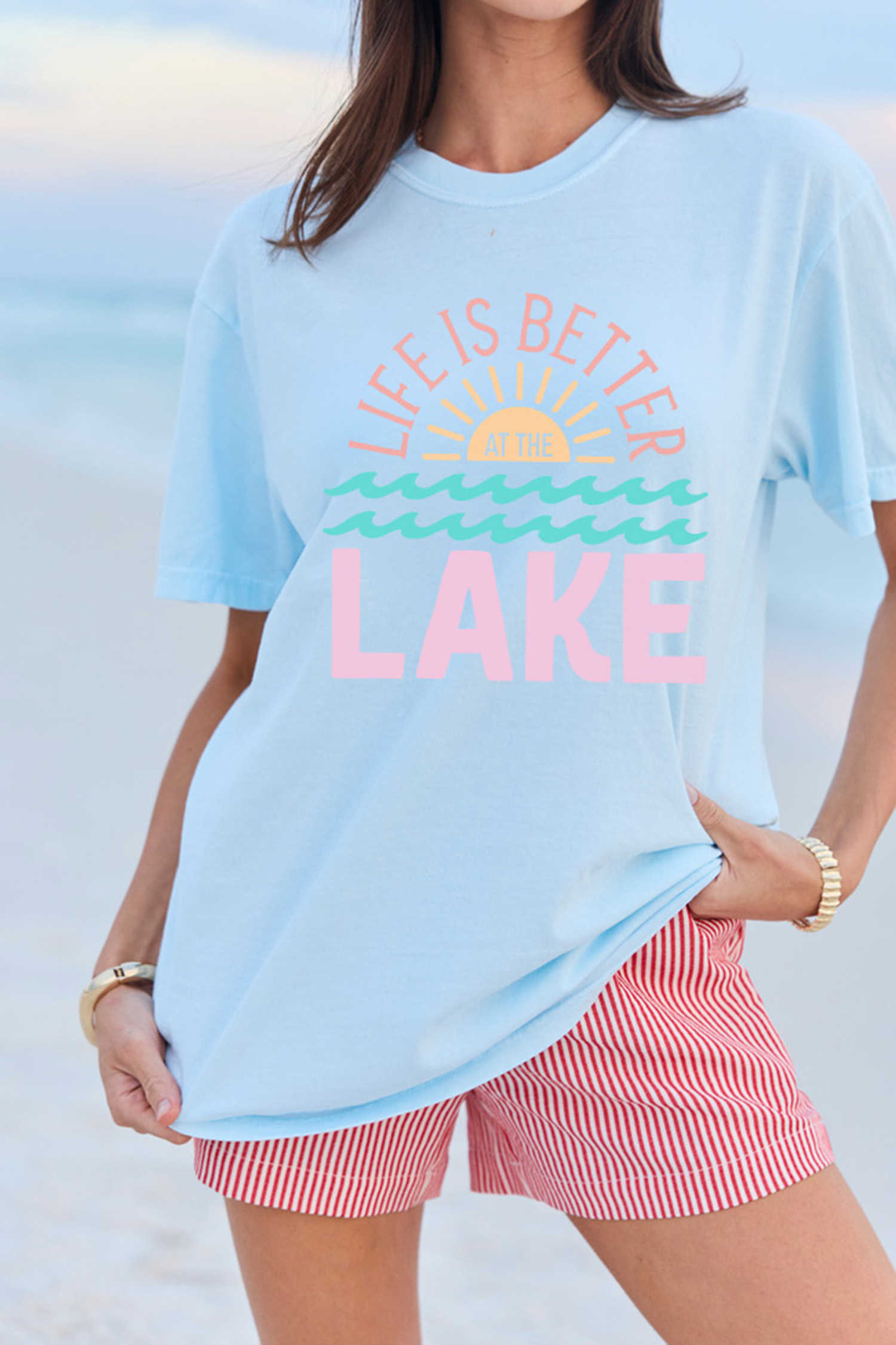 Light Blue Graphic Tees