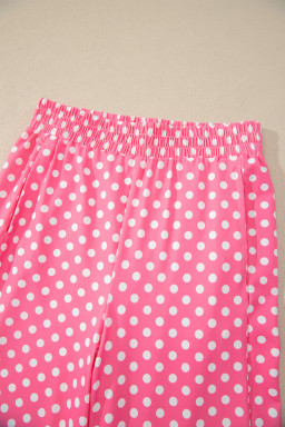 Pink Polka Dot Print Slim Tank Loose Pants 2pcs Outfit