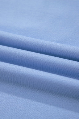 Sky Blue Half Zipped Ruffled Short Set