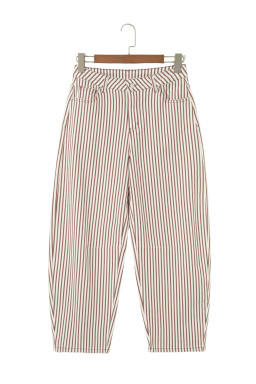 Brown Stripe Casual Barrel Jeans