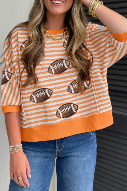 Orange Stripe Graphic Tees