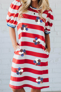 Red Stripe Graphic Dresses