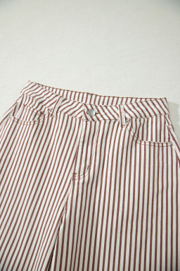 Brown Stripe Casual Barrel Jeans