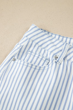 Sky Blue Stripe Casual Barrel Jeans