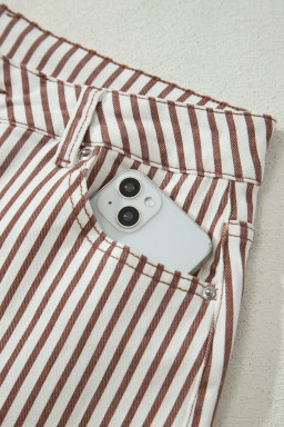 Brown Stripe Casual Barrel Jeans