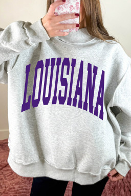 Light Grey LOUISIANA/ TIGERS Double Side Printed High Neck Reversible Sweatshirt