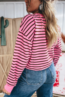 Pink Stripe Long Sleeve Tops