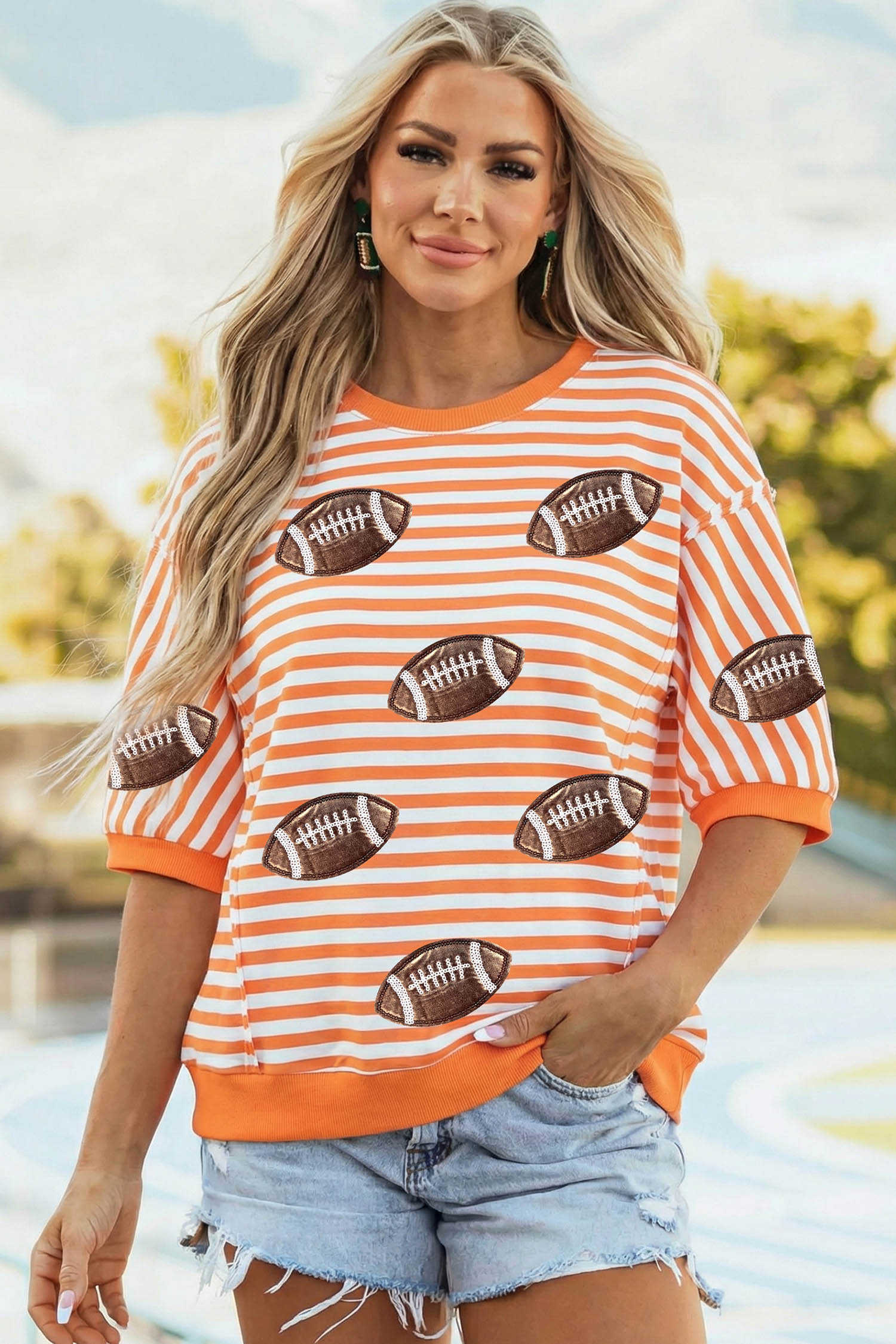 Orange Stripe Graphic Tees