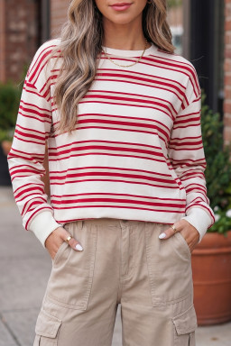 Red Stripe Long Sleeve Tops