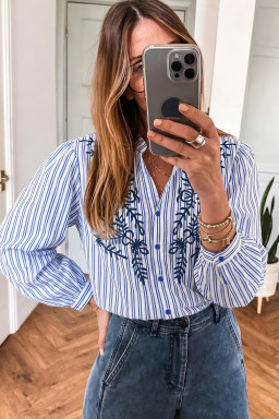 Blue Stripe Blouses & Shirts