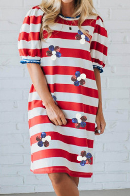 Red Stripe Graphic Dresses