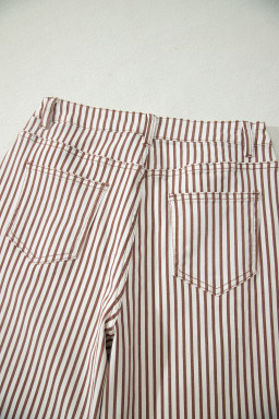 Brown Stripe Casual Barrel Jeans
