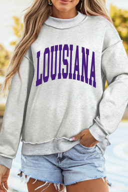 Light Grey LOUISIANA/ TIGERS Double Side Printed High Neck Reversible Sweatshirt