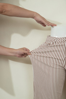 Brown Stripe Casual Barrel Jeans
