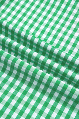 Bright Green Summer Color-Blocked Plaid Pattern Midi Dress