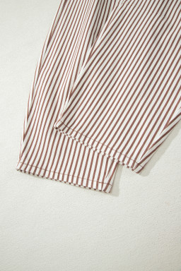 Brown Stripe Casual Barrel Jeans
