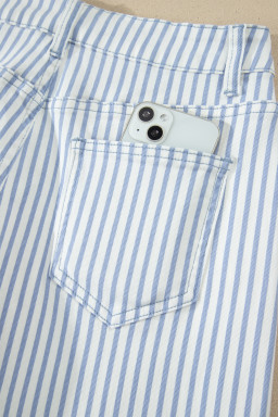 Sky Blue Stripe Casual Barrel Jeans