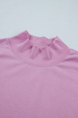 Phalaenopsis Solid Color High Neck Cap Sleeve Loose Top