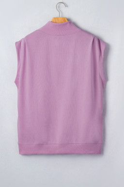 Phalaenopsis Solid Color High Neck Cap Sleeve Loose Top