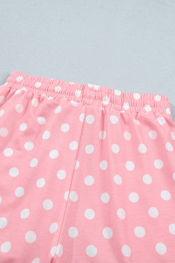 Pink Polka Dot Oversized Top Drawstring Short Set