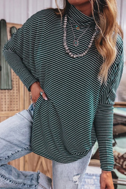 Green Stripe Long Sleeve Tops