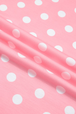 Pink Polka Dot Oversized Top Drawstring Short Set