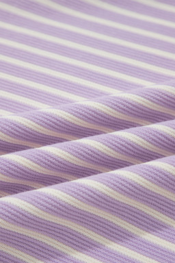 Purple Stripe Striped Colorblock Paneling Collar Cuff Hem Texture T-Shirt