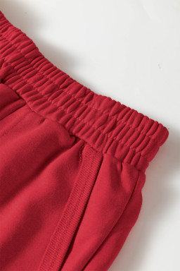 Racing Red Loose Polo Tee Elastic Waist 2pcs Short Set