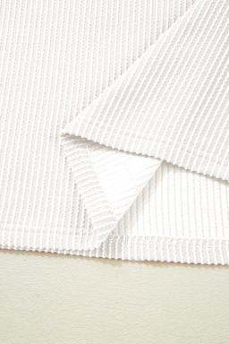 White Corded Colorblock Crewneck Tee