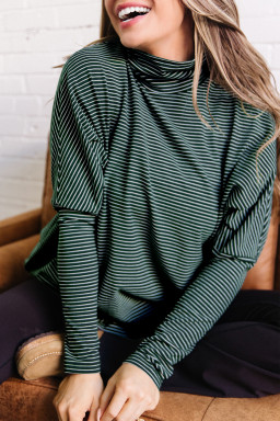 Green Stripe Long Sleeve Tops