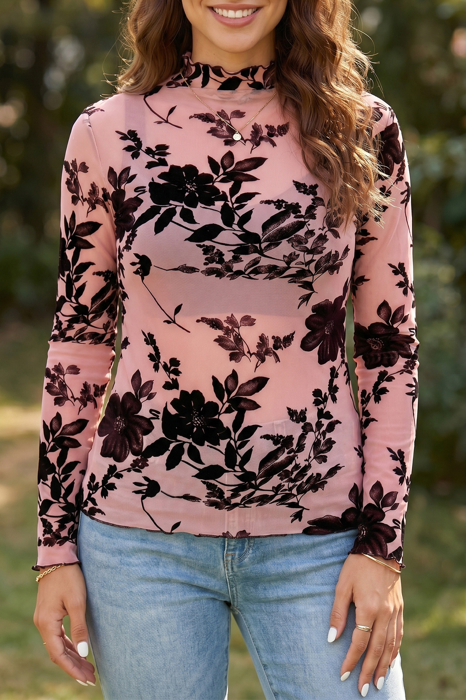 Gossamer Pink Long Sleeve Tops