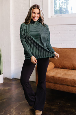 Green Stripe Long Sleeve Tops