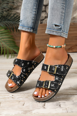 Black white Slippers