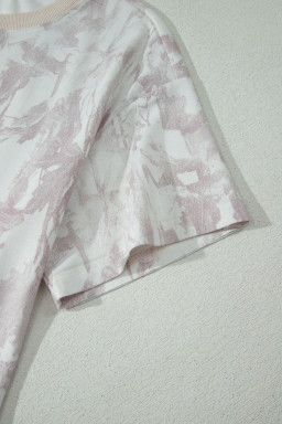 Gray Woodland Camo Print Raw Edge Cropped Top 2pcs Skort Set