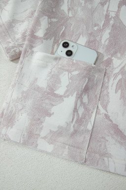 Gray Woodland Camo Print Raw Edge Cropped Top 2pcs Skort Set