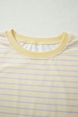 Yellow Stripe Relaxed Tee Drawstring Shorts 2pcs Outfit