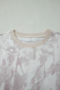 Gray Woodland Camo Print Raw Edge Cropped Top 2pcs Skort Set