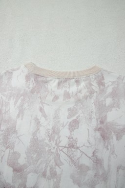 Gray Woodland Camo Print Raw Edge Cropped Top 2pcs Skort Set