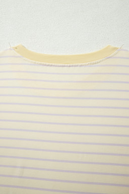 Yellow Stripe Relaxed Tee Drawstring Shorts 2pcs Outfit